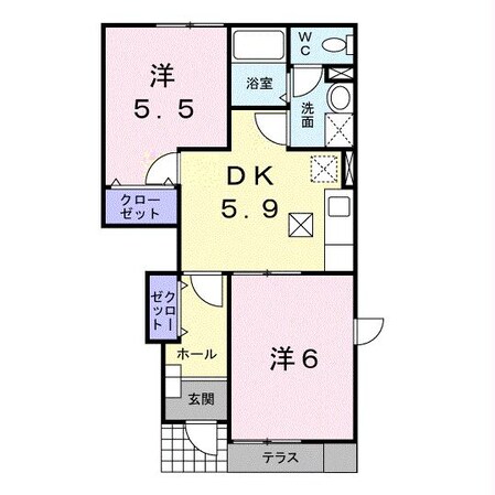 中の瀬団地入口 徒歩2分 1階の物件間取画像